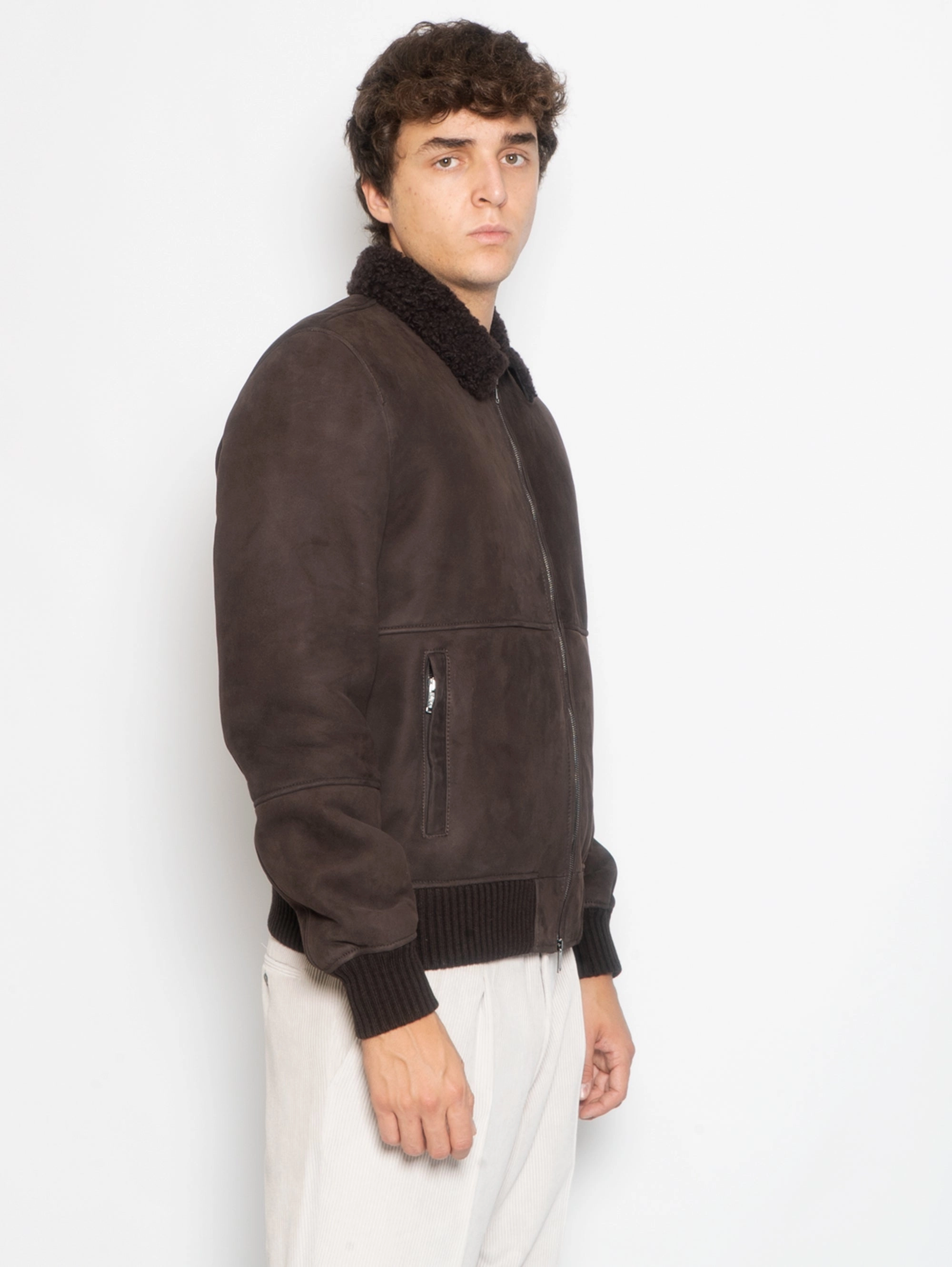 Bomber jacket in Testa di Moro shearling