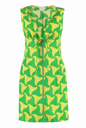 Bottega Veneta Wavy Triangle Print V-Neck Dress