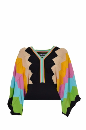 Boutique Moschino Colour Block V-Neck Sweater