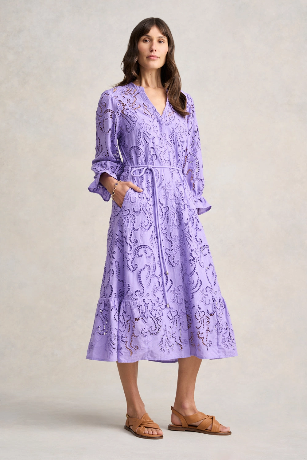 Broderie Lace Dress - Lilac
