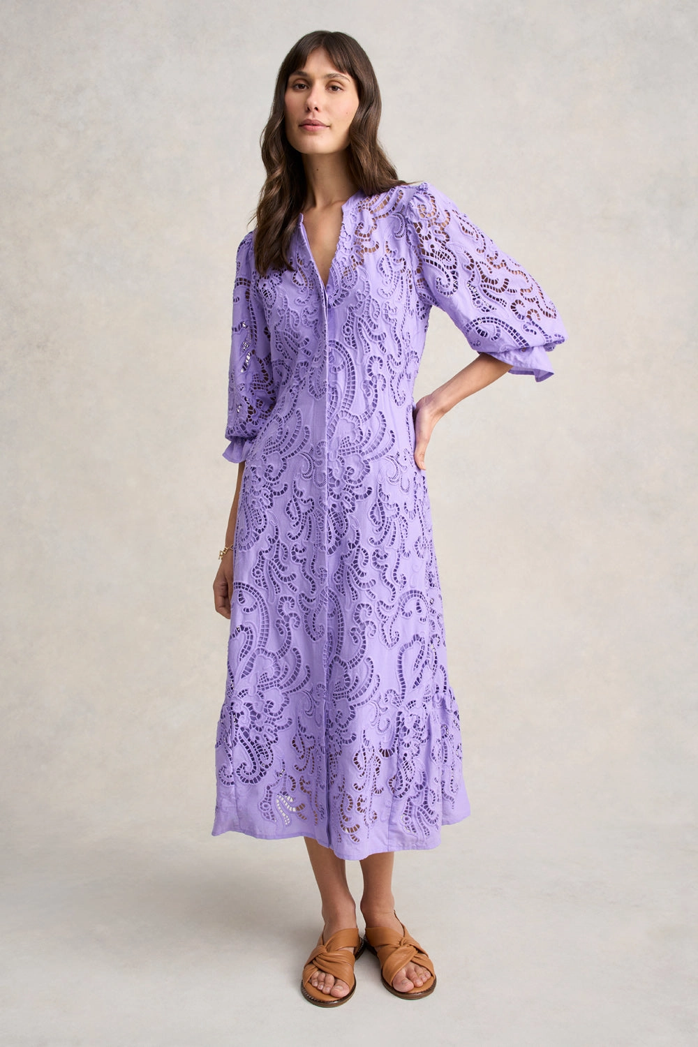 Broderie Lace Dress - Lilac