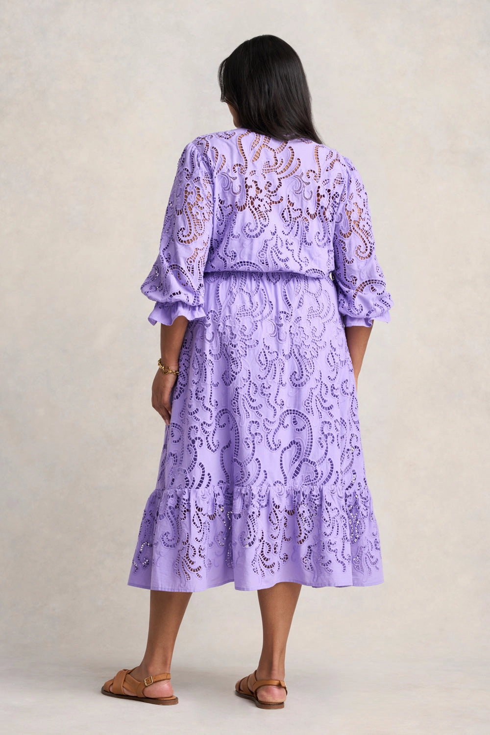 Broderie Lace Dress - Lilac