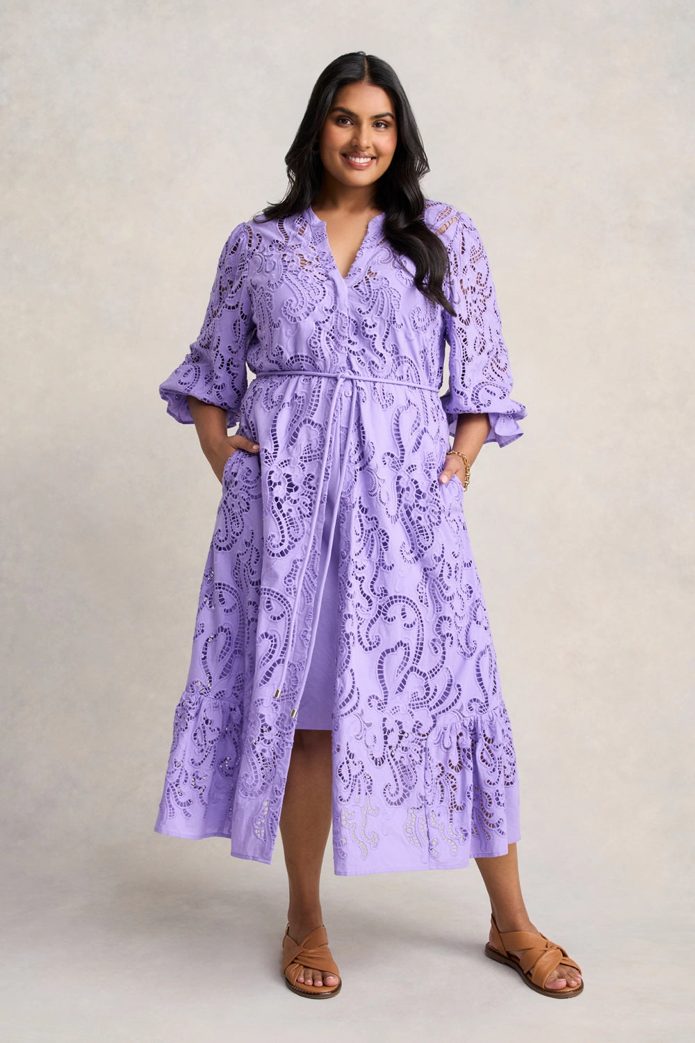 Broderie Lace Dress - Lilac