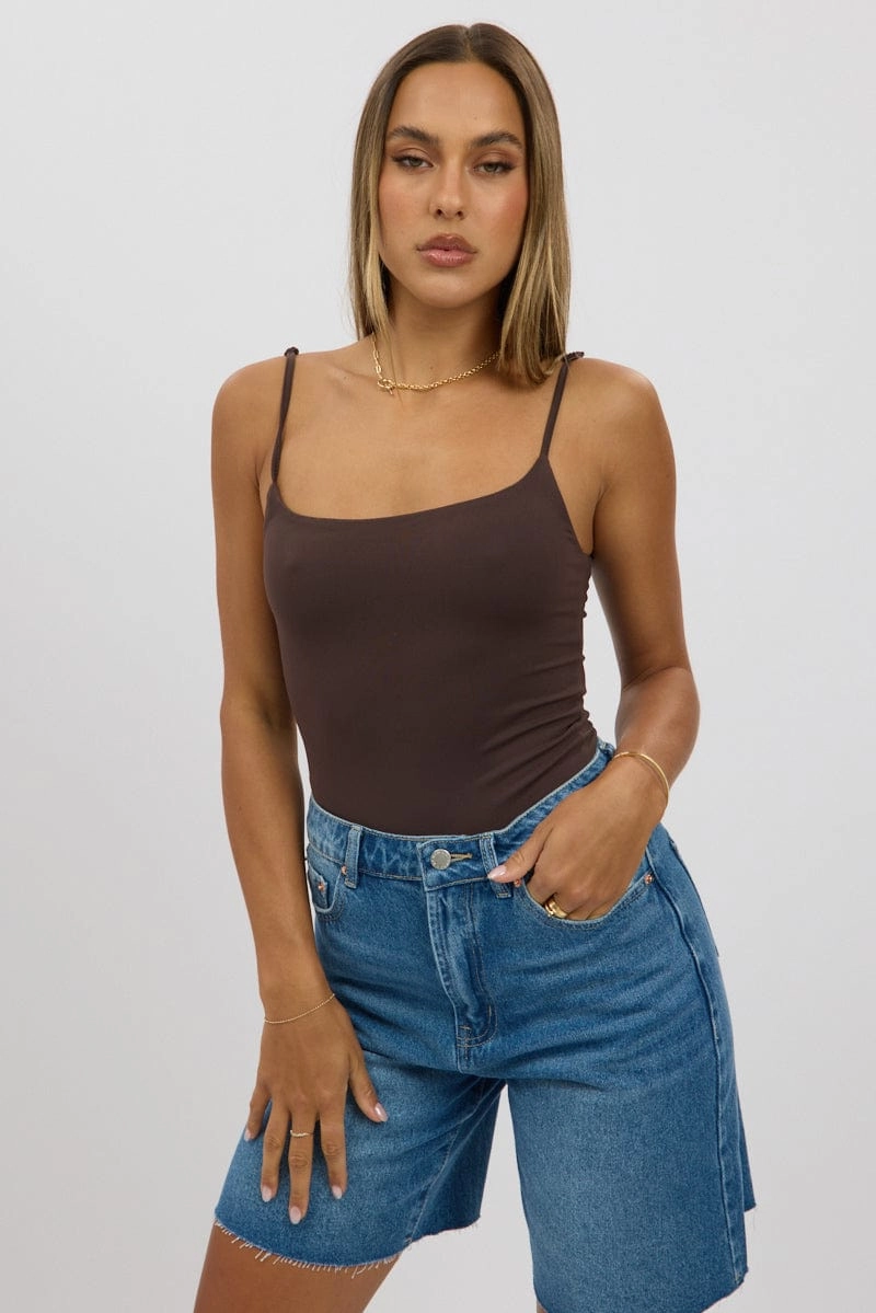 Brown Bodysuit Sleeveless Supersoft