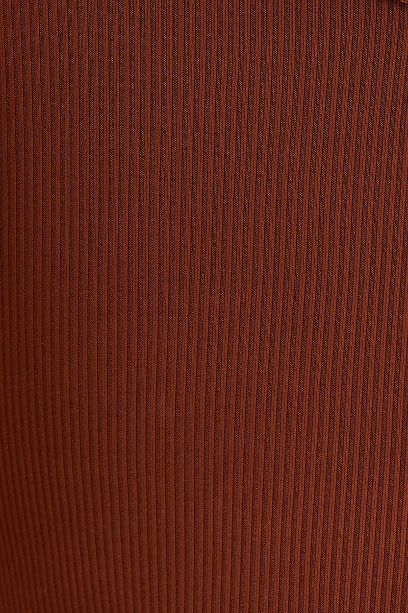 Brown Button Front Rib Bodysuit