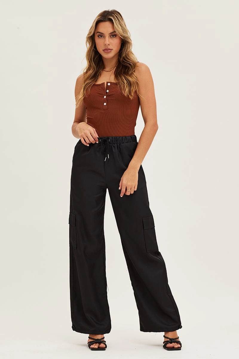 Brown Button Front Rib Bodysuit