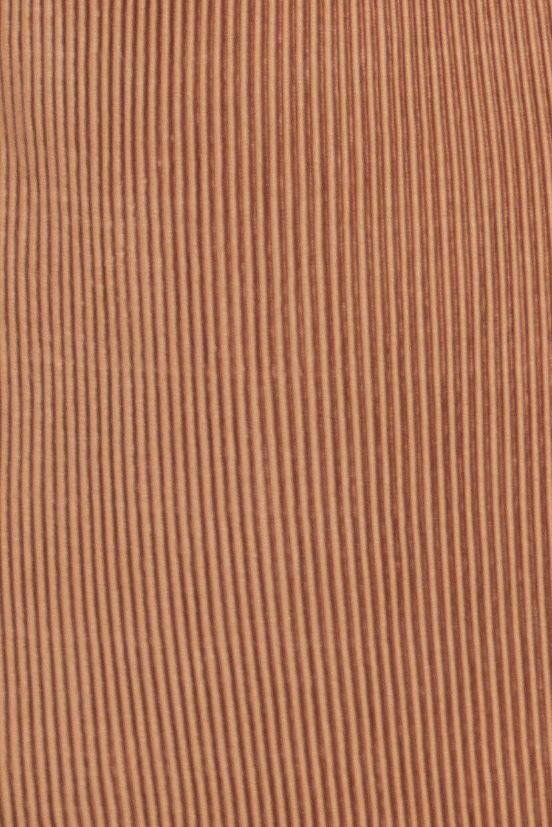 Brown Plisse Mini Skirt