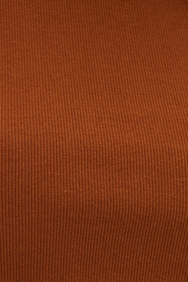 Brown Tank Top Sleeveless Crew Neck