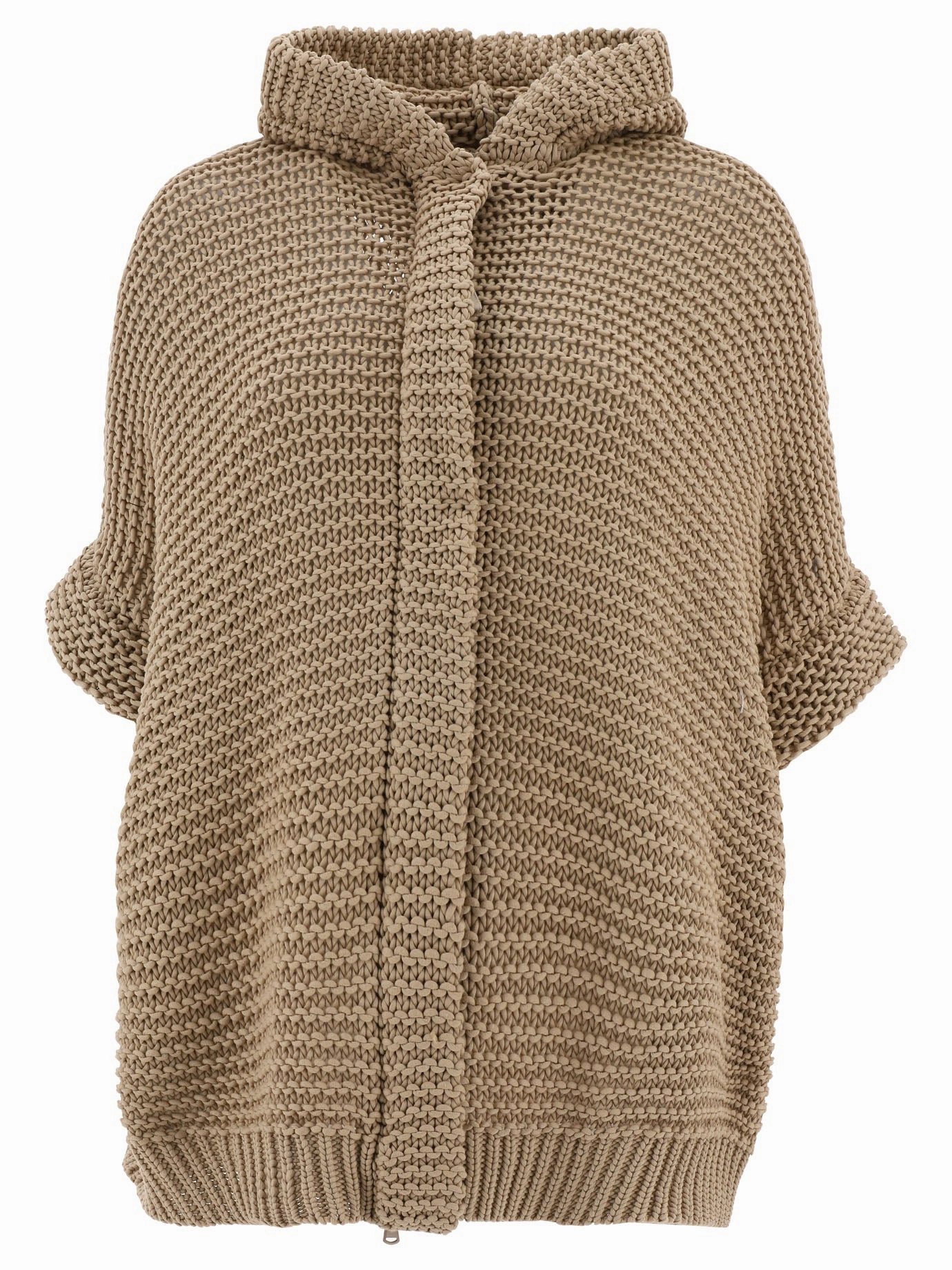 Brunello Cucinelli Hooded Cropped Sleeve Cardigan