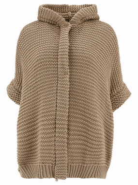 Brunello Cucinelli Hooded Cropped Sleeve Cardigan