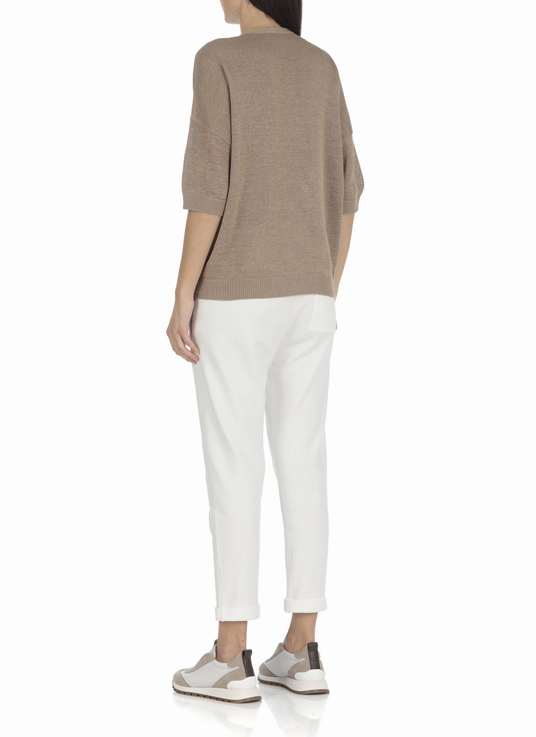 Brunello Cucinelli Monili V-Neck Drop Shoulder Knitted Top