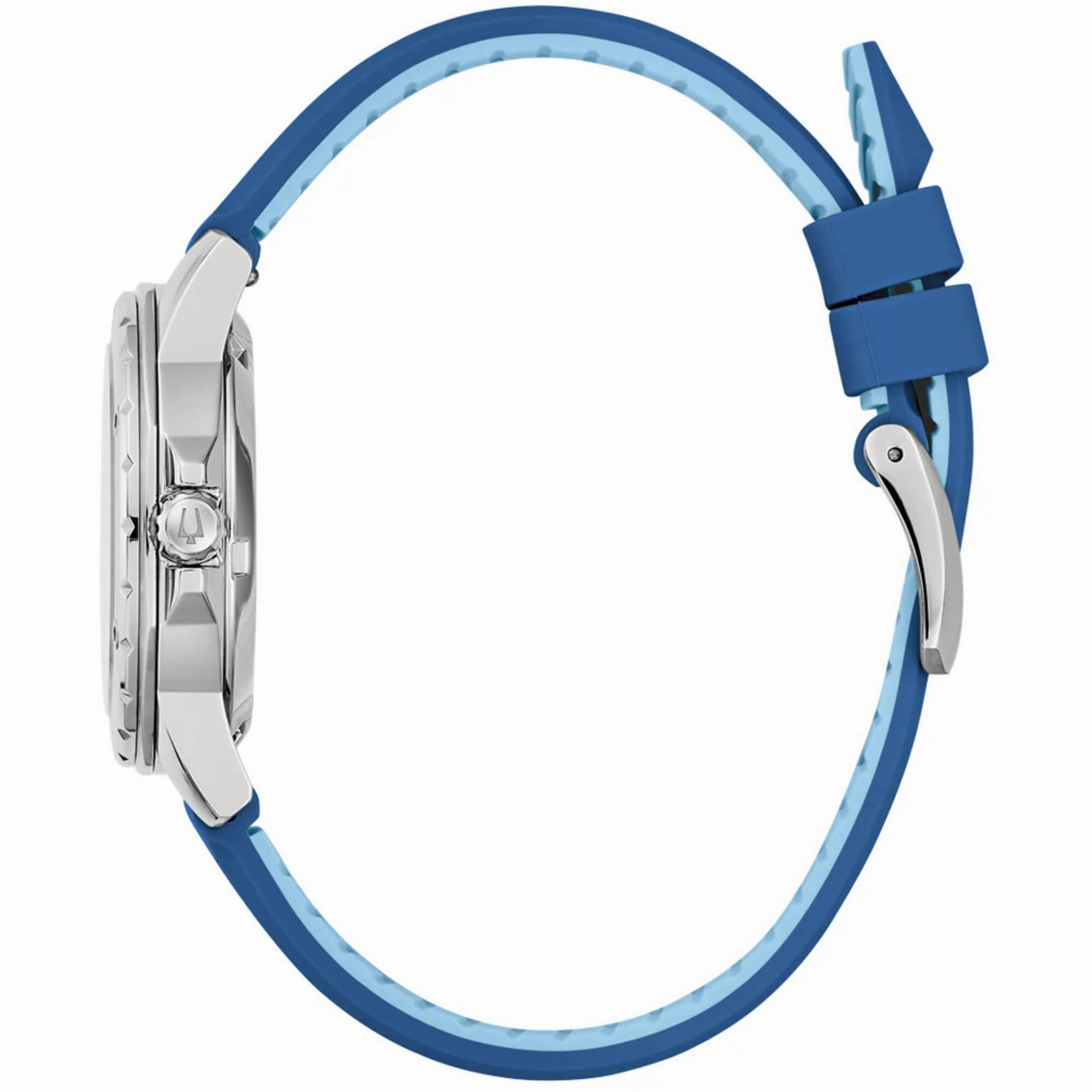 Bulova Men's Watch - Marine Star Automatic Open Heart Mop Dial Blue Strap | 96L324