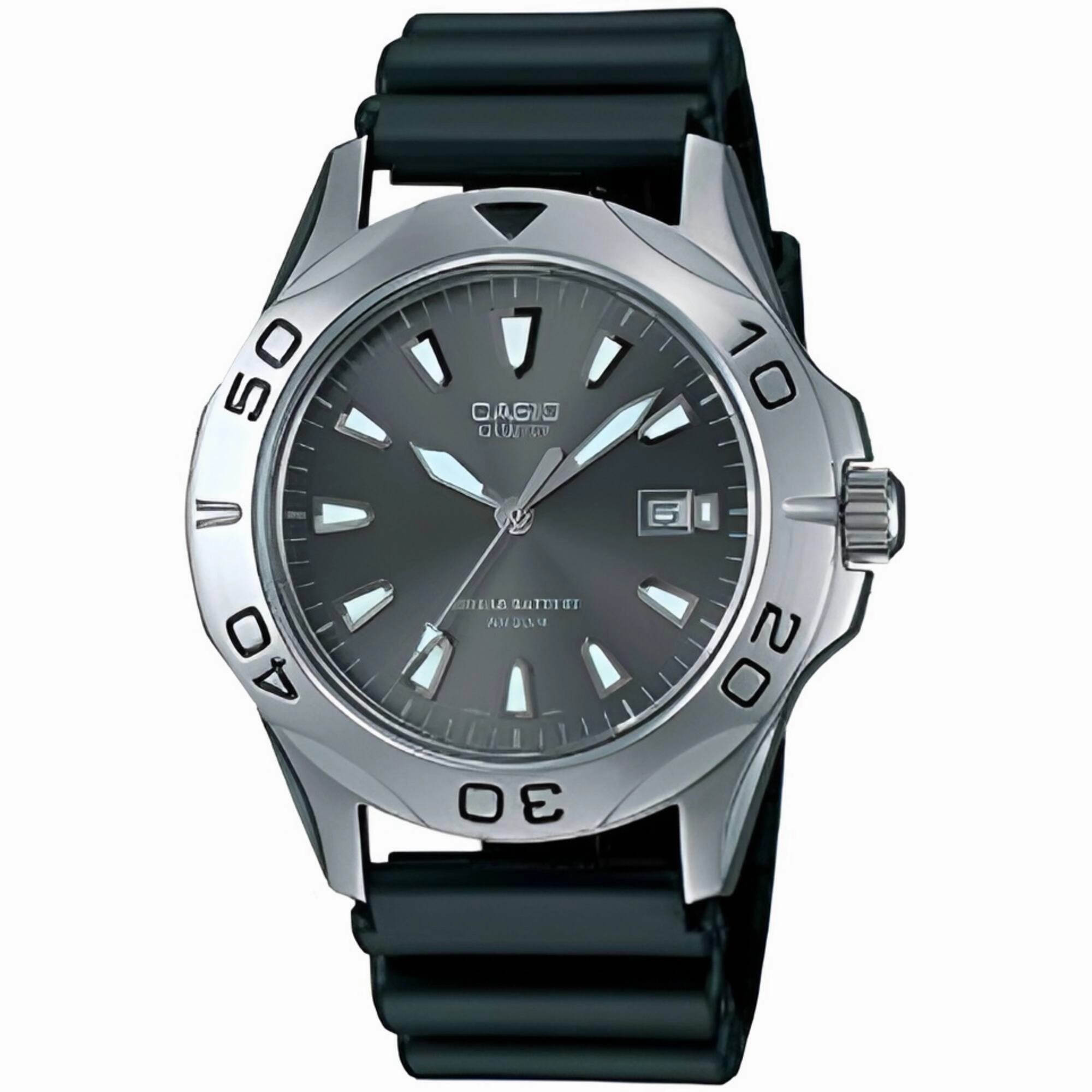 Casio Men's Watch - Quartz Black Dial Stainless Steel Case Rubber Strap | MTD-1050D-1A