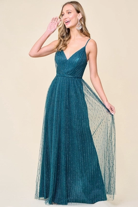 Celestia Dress in Shimmery Teal