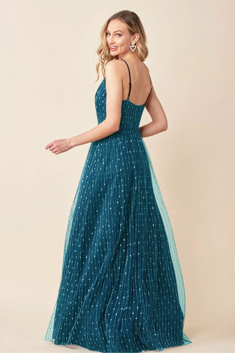 Celestia Dress in Shimmery Teal