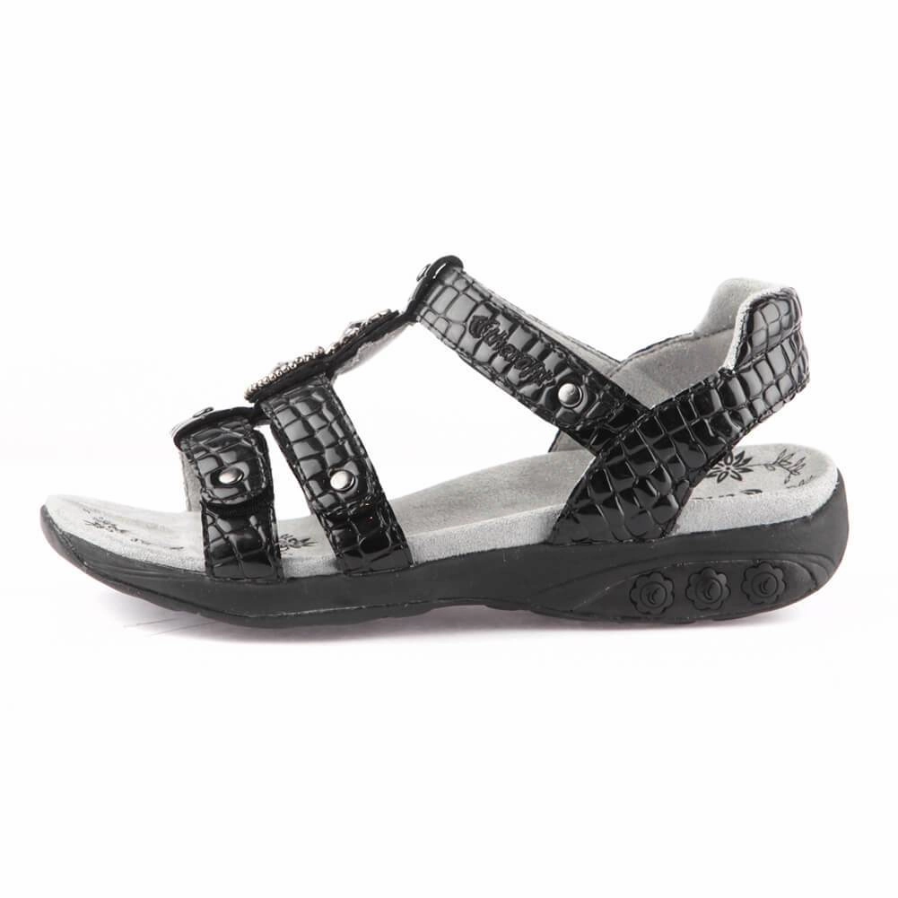 Charlotte Women's Embossed Leather Jeweled Adjustable Sandal