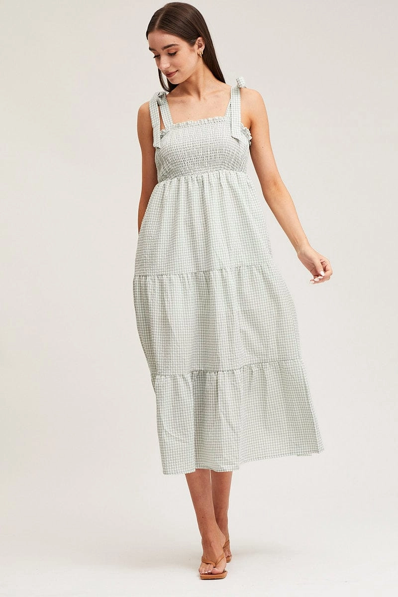 Check Midi Dress Sleeveless