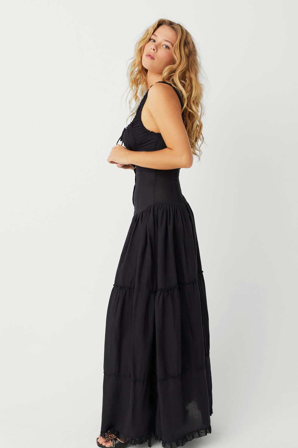 Christabelle Ruffle Maxi Dress - Black