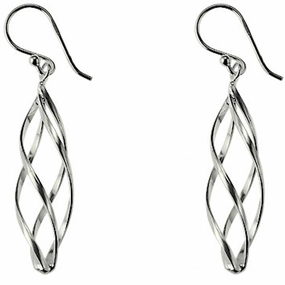Classic Women's Earrings - Sterling Silver Long Twisted French Wire Closure | A-1914
