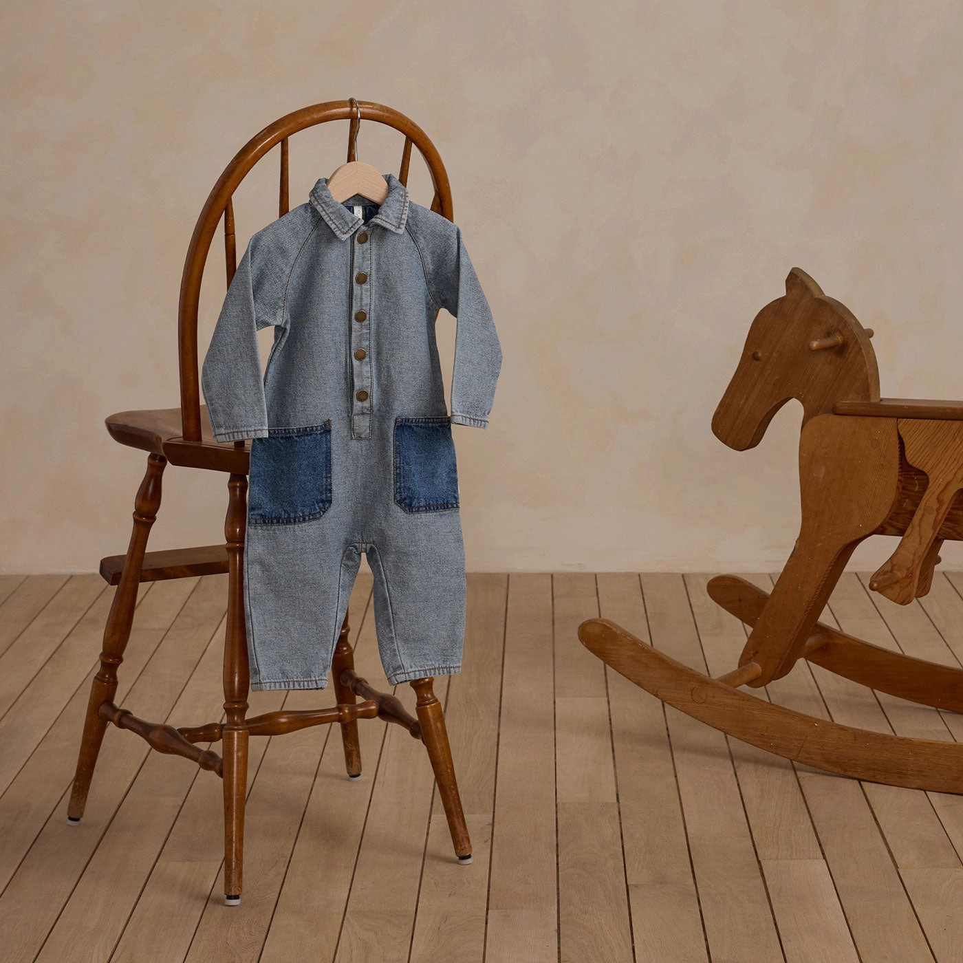 Collared Baby Jumpsuit - Light Washed Denim - Light Blue - FINAL SALE