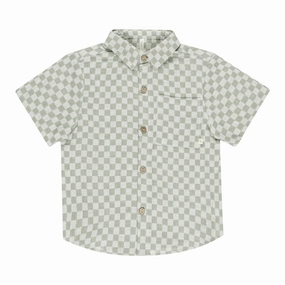 Collared Short Sleeve Shirt - Sage Check