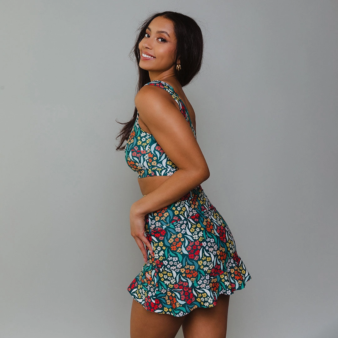 Costa Floral High-Waisted Swim Skirt
