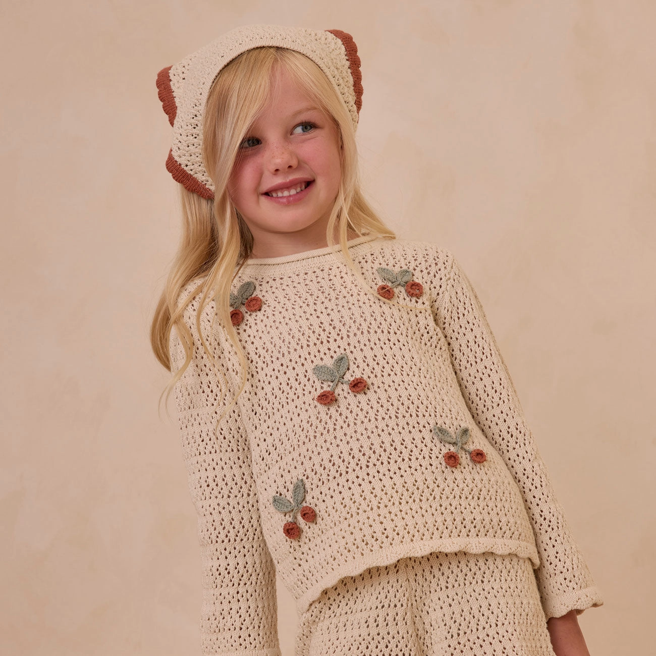 Crochet Knit Pullover - Cherries
