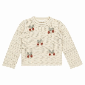Crochet Knit Pullover - Cherries