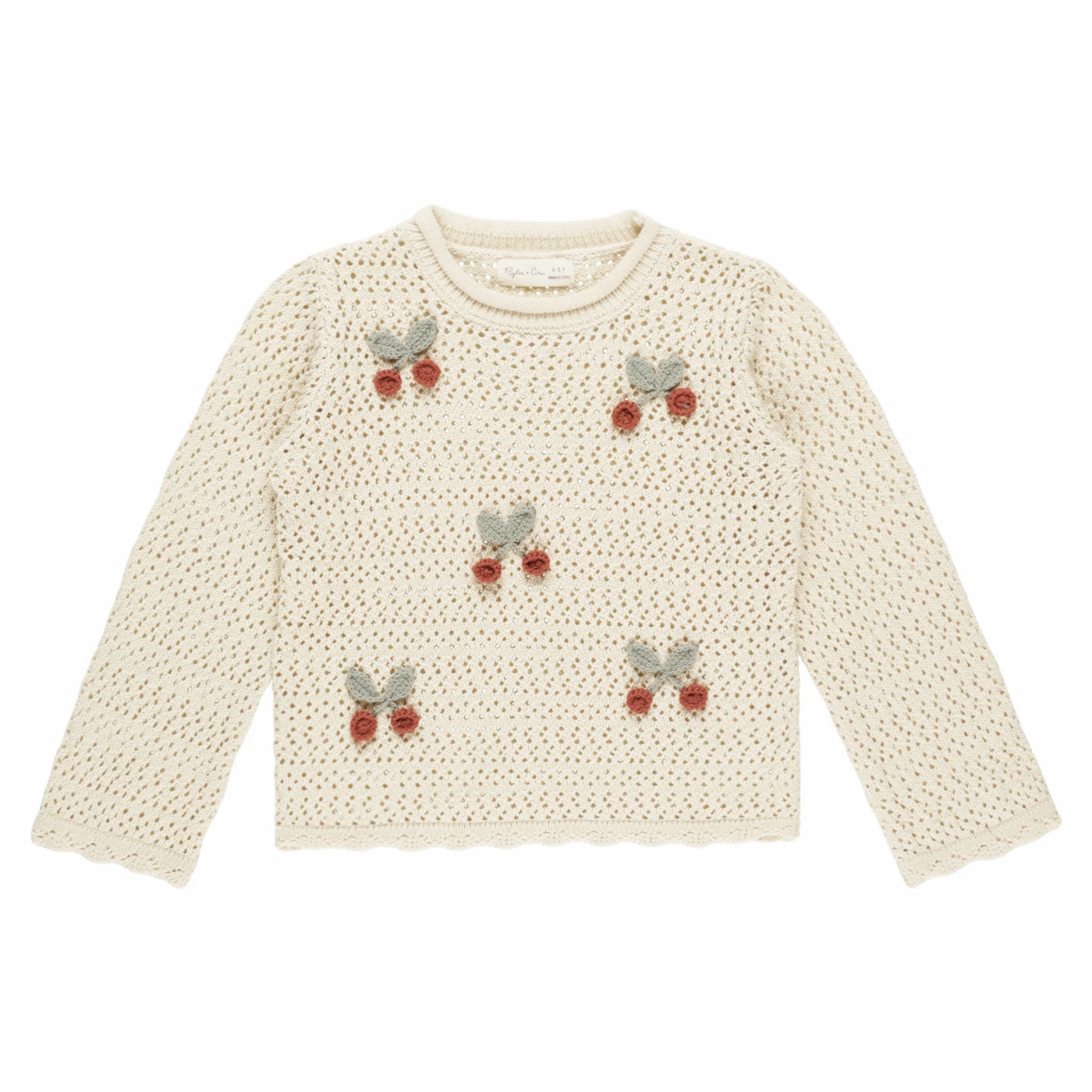 Crochet Knit Pullover - Cherries