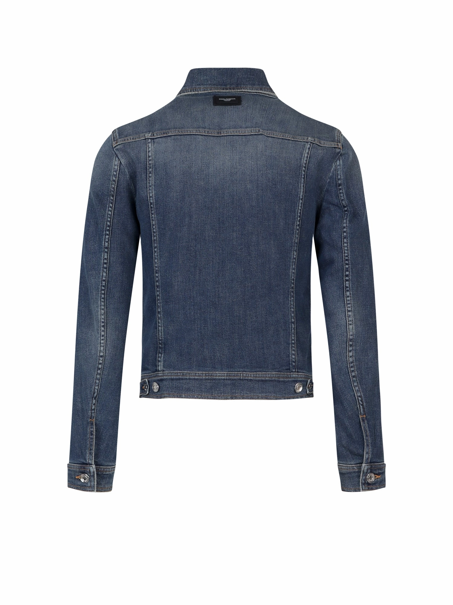 Dolce & Gabbana Logo Patch Washed Denim Jacket