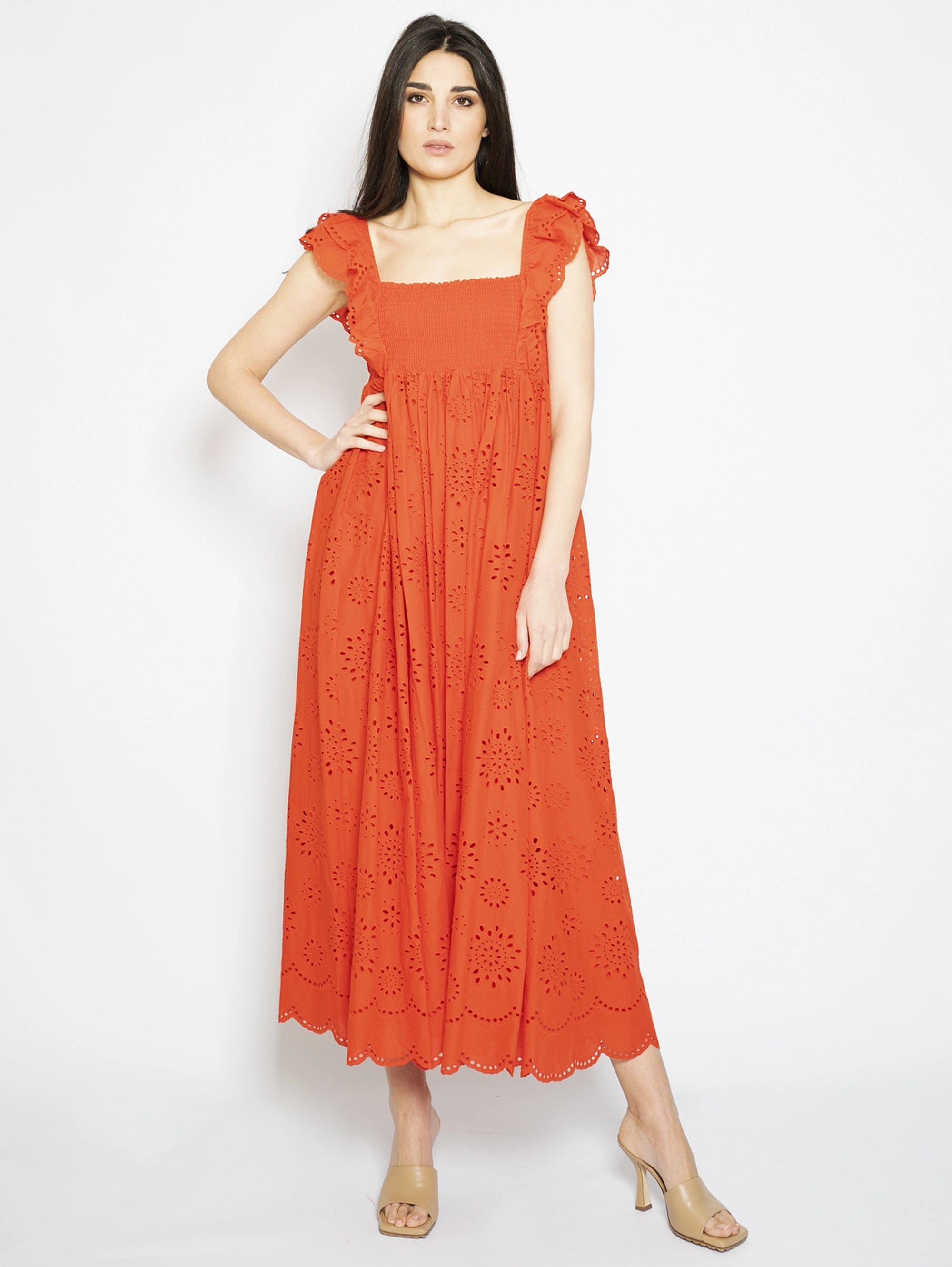 Dress with ruffles PANTERAX D730192 Coral