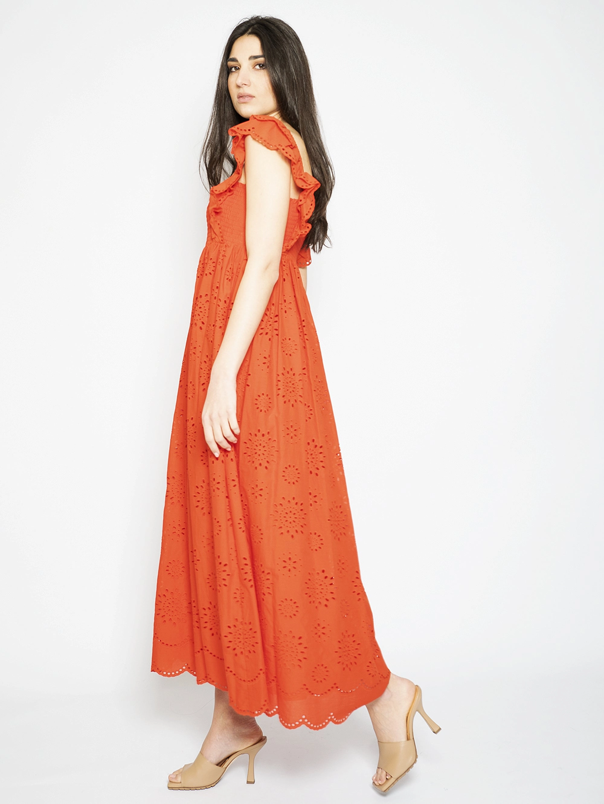 Dress with ruffles PANTERAX D730192 Coral