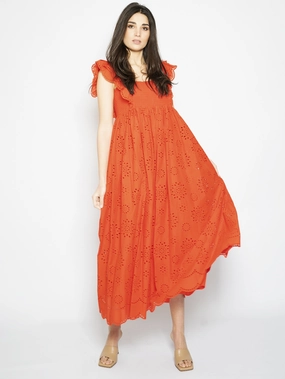Dress with ruffles PANTERAX D730192 Coral