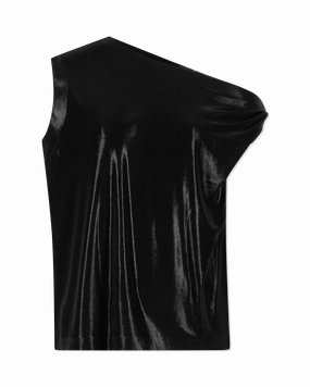 Drop Shoulder Lamé Top
