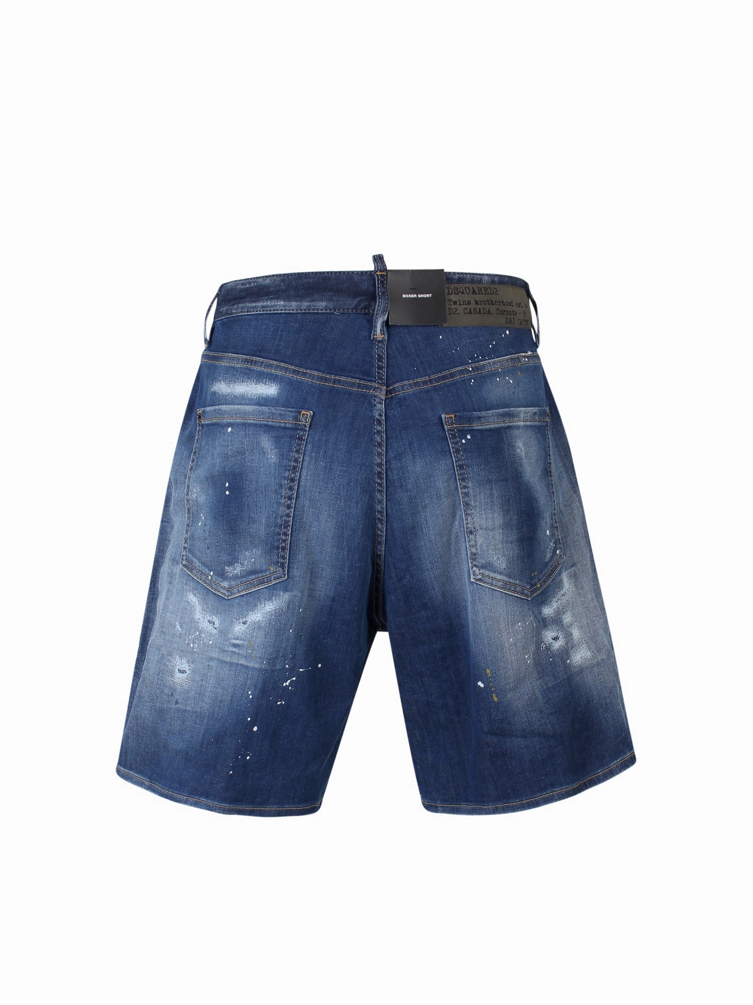 Dsquared2 Distressed Logo Patch Denim Shorts