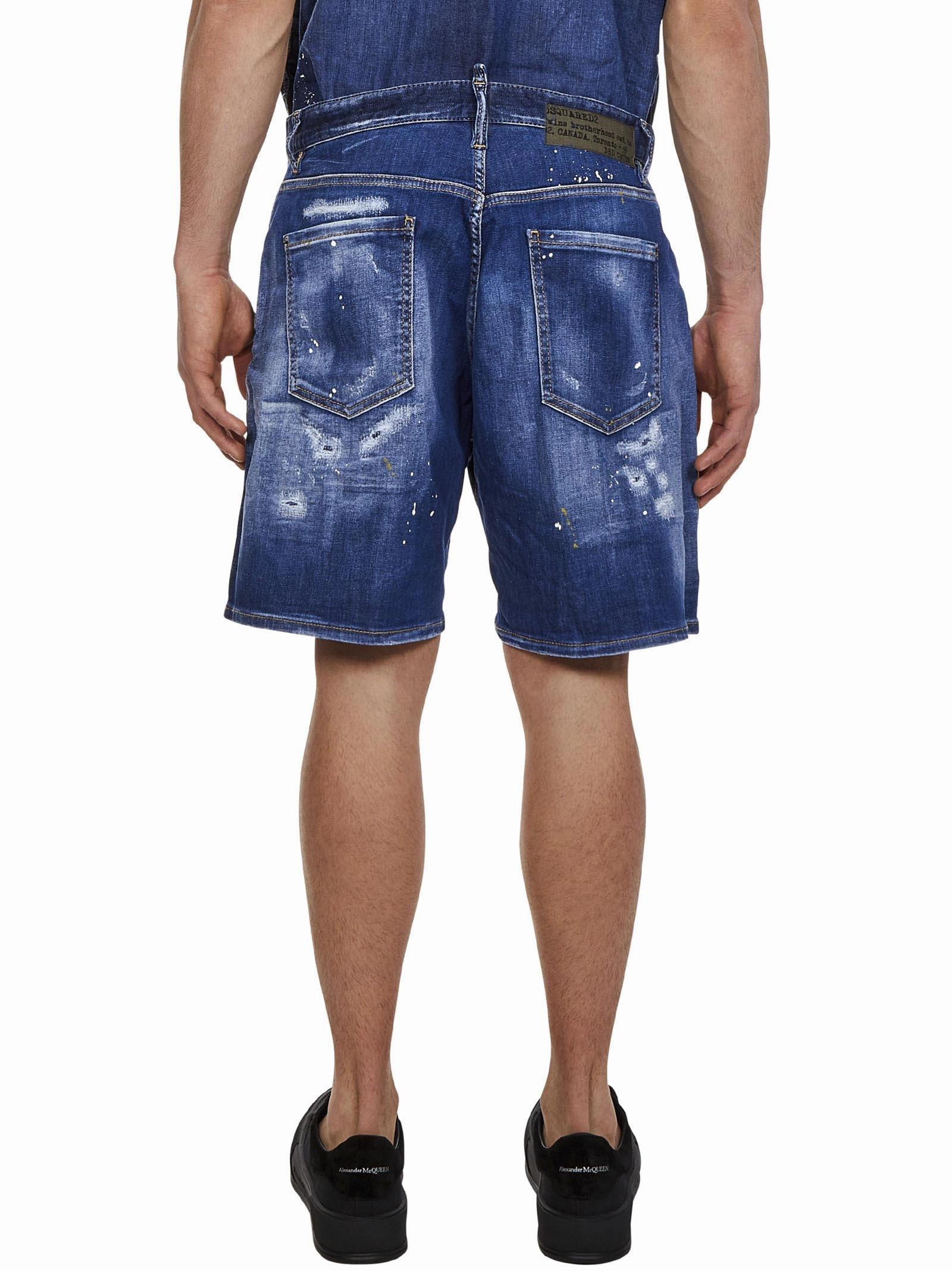 Dsquared2 Distressed Logo Patch Denim Shorts