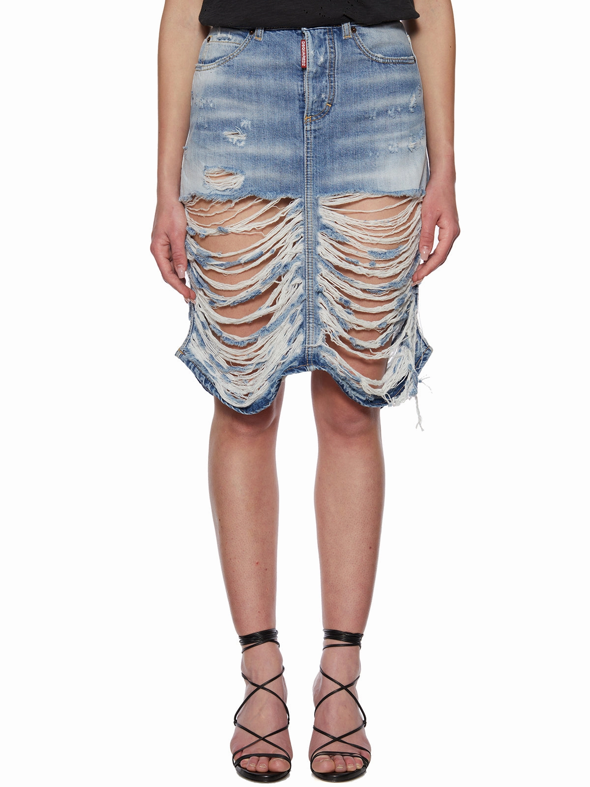 Dsquared2 High-Waist Ripped Denim Skirt
