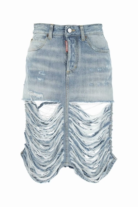 Dsquared2 High-Waist Ripped Denim Skirt