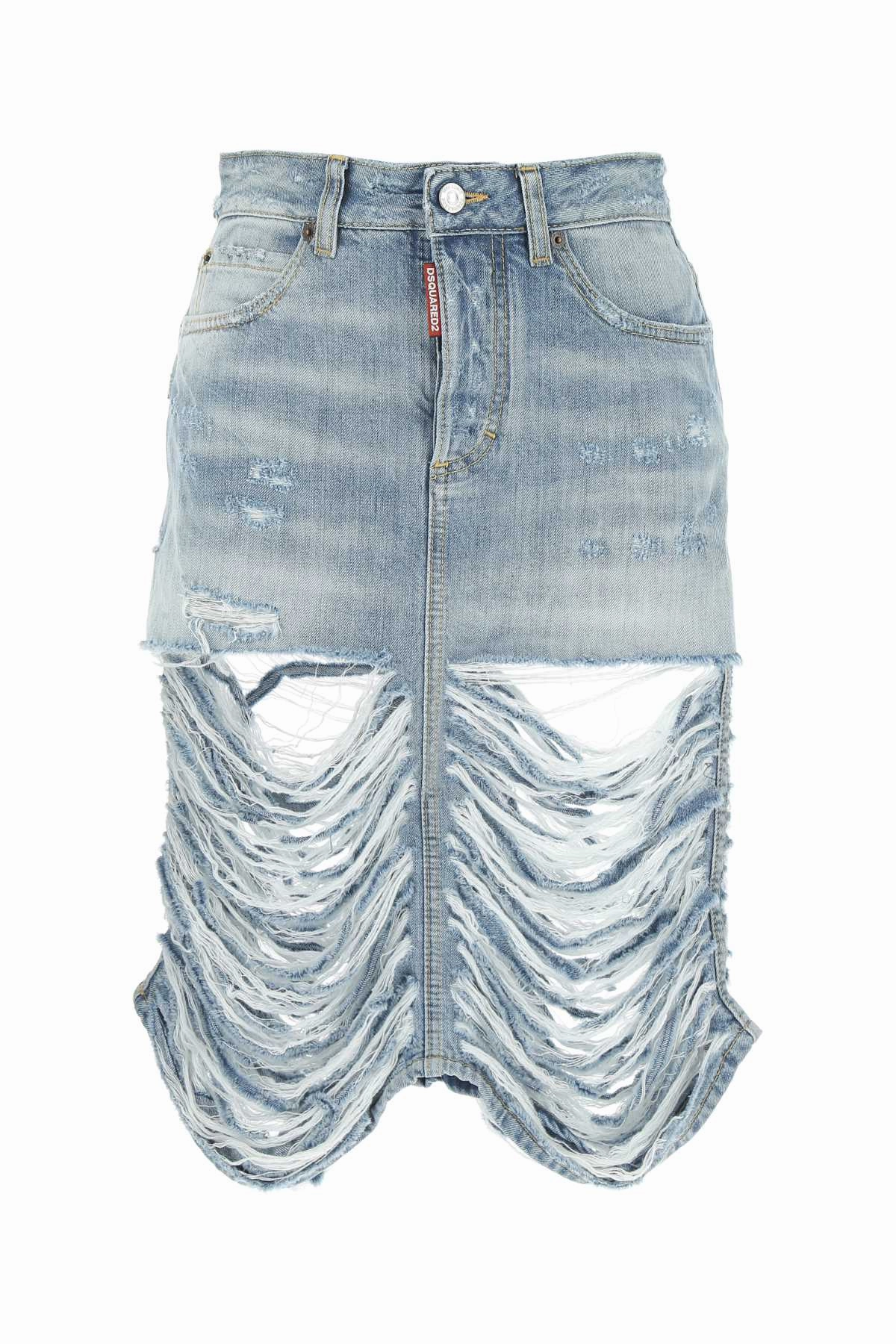 Dsquared2 High-Waist Ripped Denim Skirt