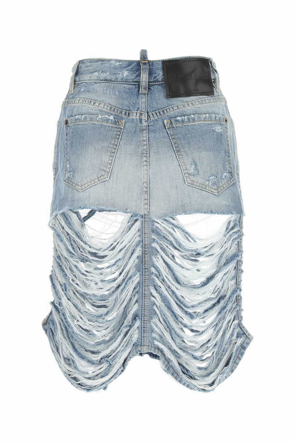 Dsquared2 High-Waist Ripped Denim Skirt