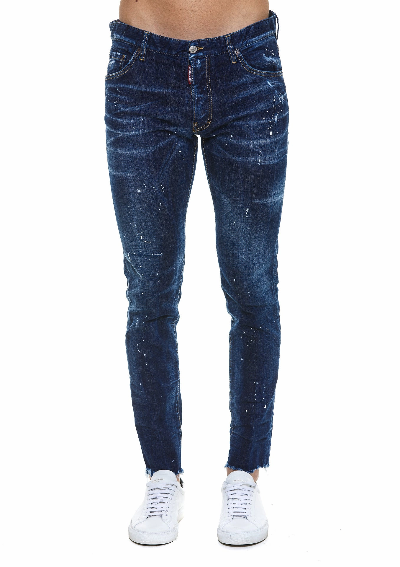 Dsquared2 Logo Patch Paint-Splatter Jeans