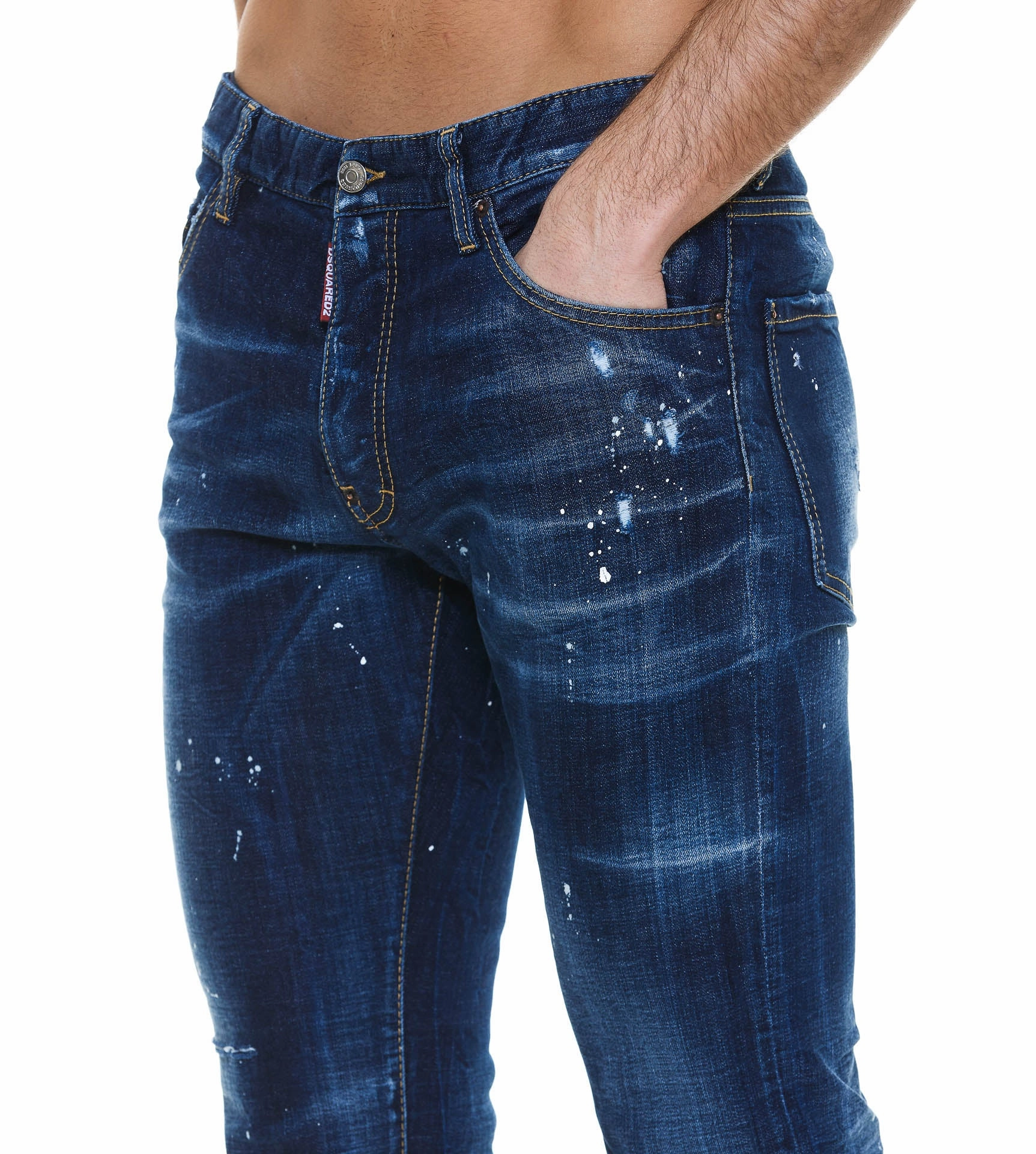 Dsquared2 Logo Patch Paint-Splatter Jeans