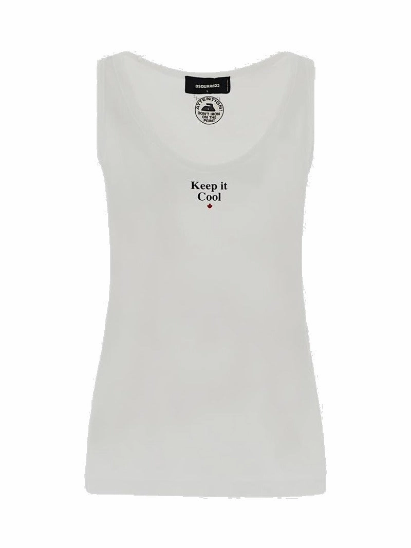 Dsquared2 Slogan Print Scoop Neck Tank Top