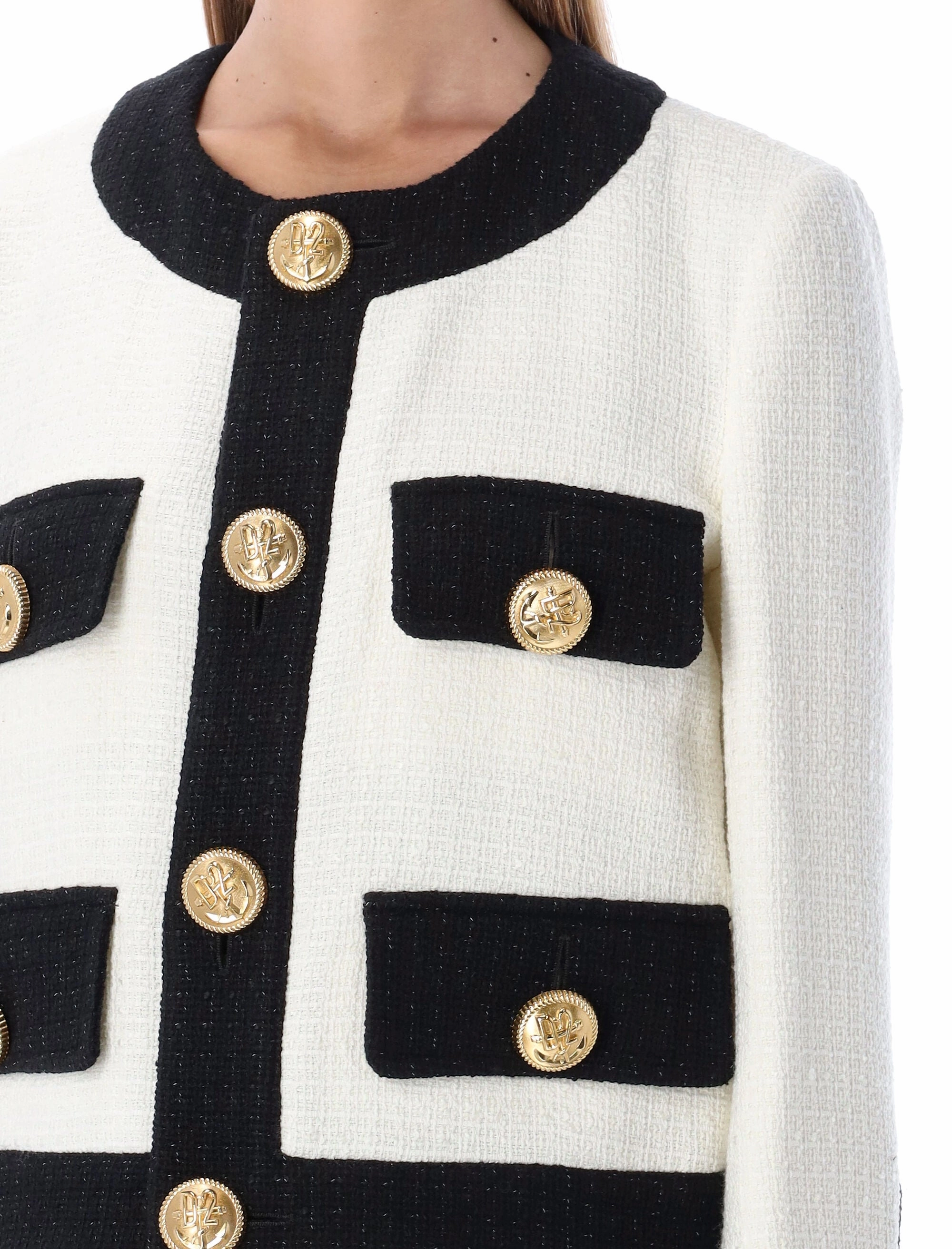 Dsquared2 Tweed Button-Up Boxy Jacket