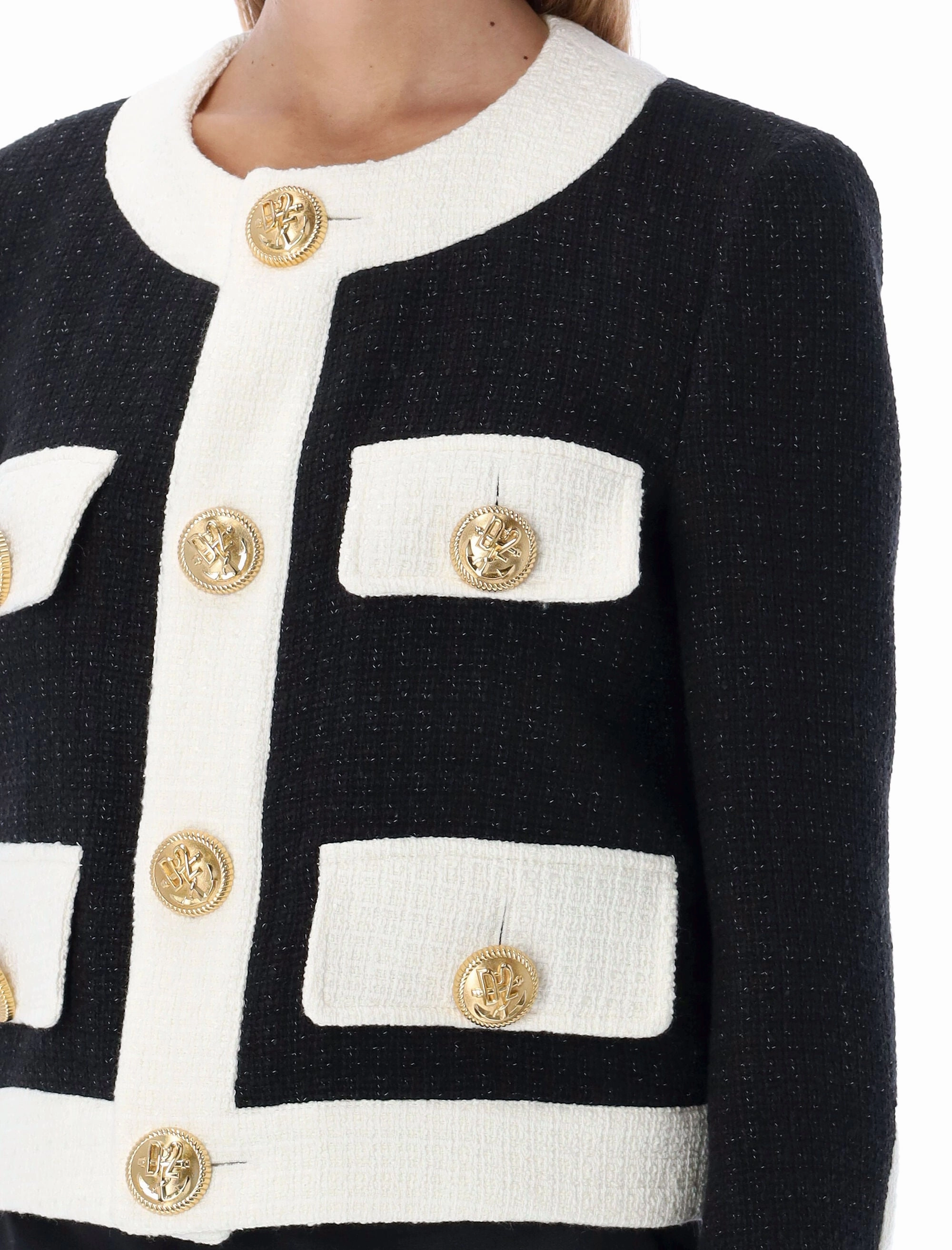 Dsquared2 Tweed Button-Up Boxy Jacket