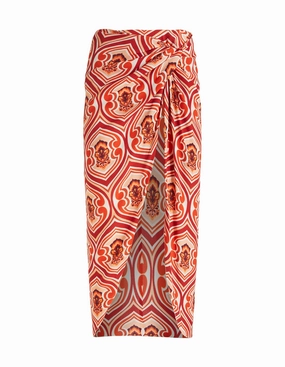 Etro Graphic Printed Ruched Sarong Skirt