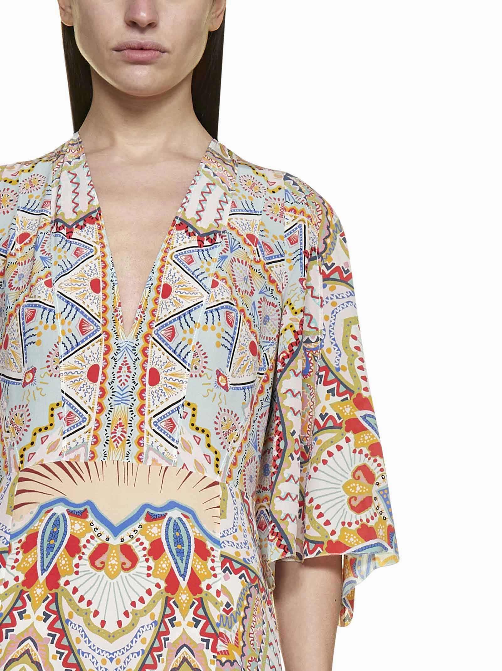 Etro Printed V-Neck Maxi Dress