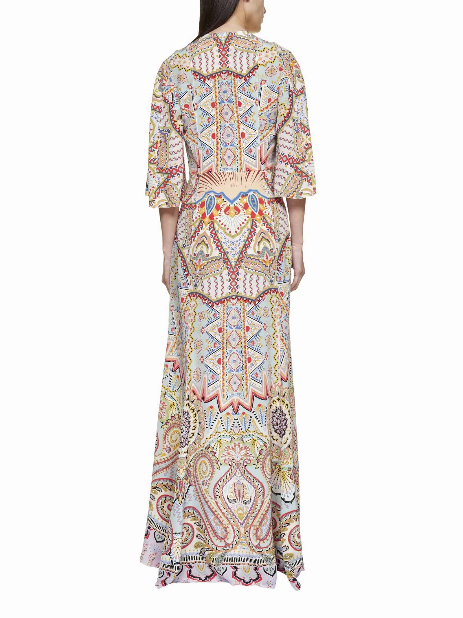 Etro Printed V-Neck Maxi Dress