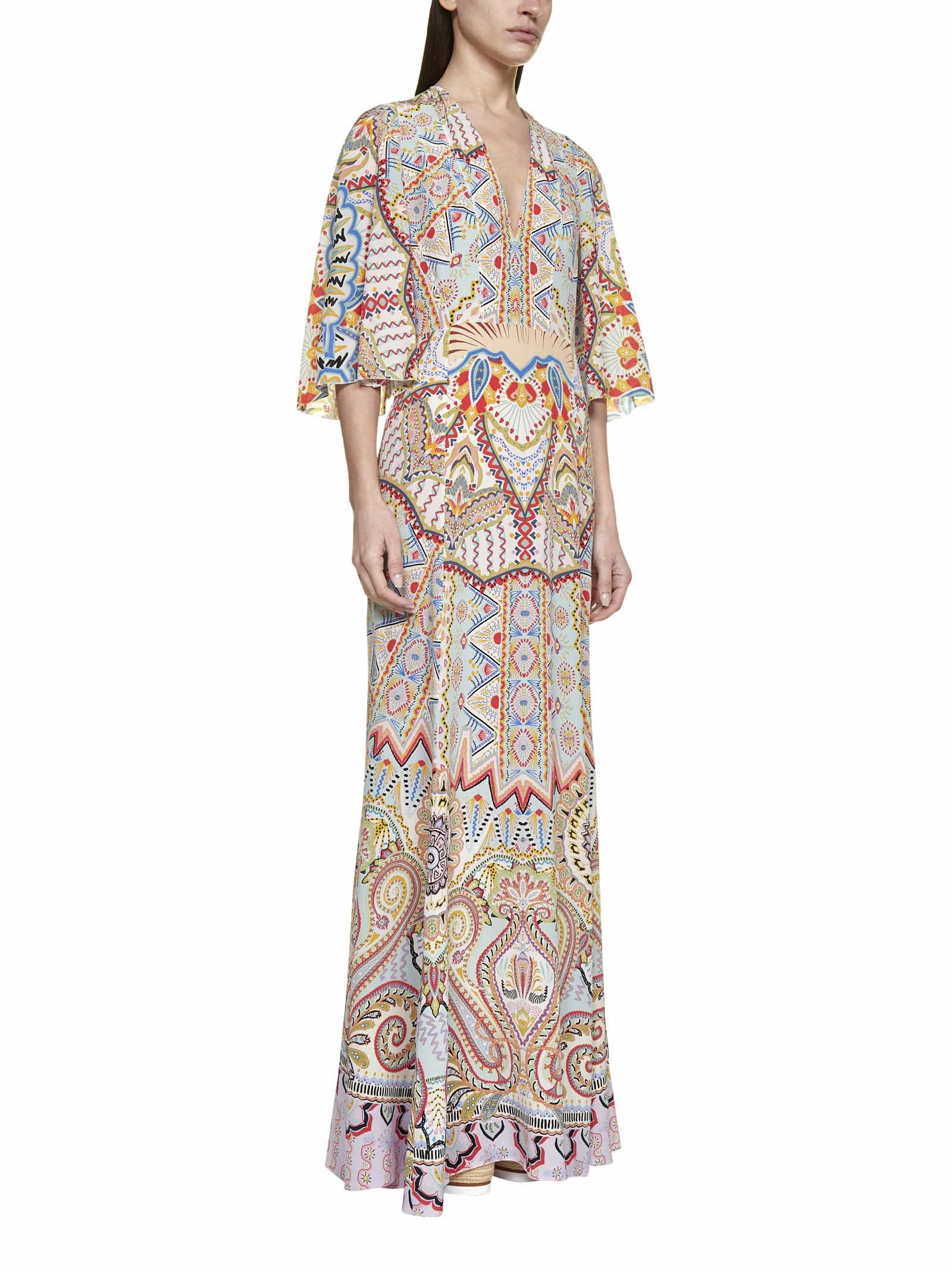 Etro Printed V-Neck Maxi Dress