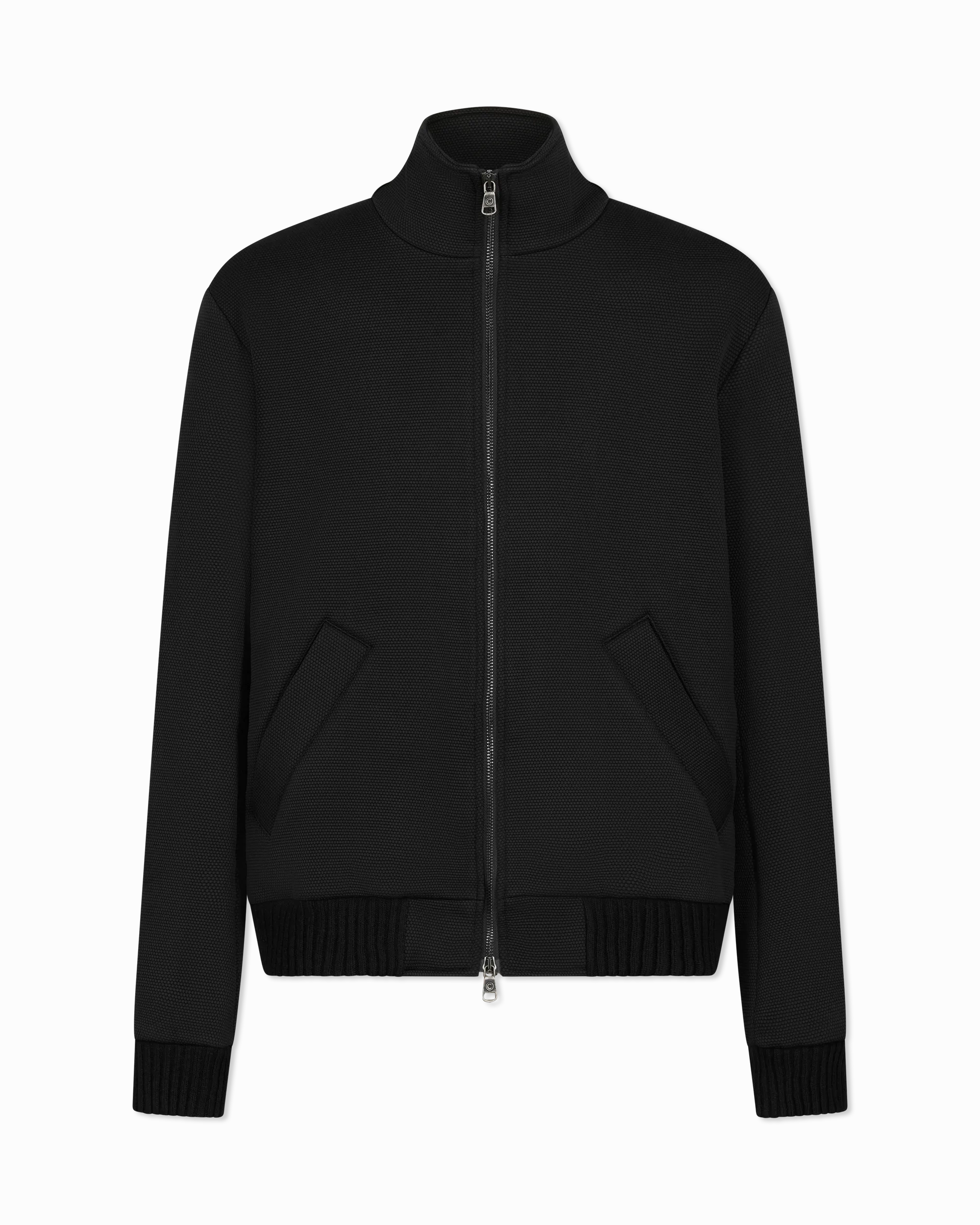 Evidence Honeycomb-Effect Knit Bomber Jacket